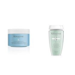 Kérastase, Fusio Scrub, Scrub Purificante, Per Capelli & Cuoio Capelluto Grassi, Gommage Énergisant, 250 ml + Shampoo Riequilibrante, Per Radici Grasse & Capelli Sensibilizzati, Bain Divalent, 250 ml