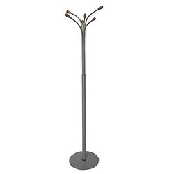 OFITURIA® Perchero de Pie Colgador de Ropa Metálico Color Plata con 6 Colgadores de Madera de Haya