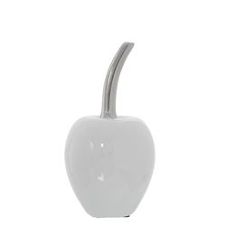 Alexandra House Living Figurka dekoracyjna biała srebrna ceramiczna wiśnia 10 x 20 cm