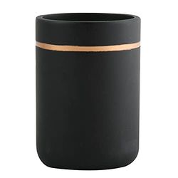 Spirella, Porte-Brosse à Dents en céramique élégante et Moderne, Design Noir et doré Mat, Parfait pour Une Salle de Bain stylée, Dimensions 7 x 11,5 cm
