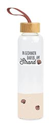 Grafik-Werkstatt Gourde en verre avec inscription amusante | avec dragonne | 550 ml | Pieds nus sur la plage Multicolore
