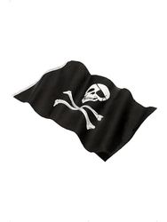 Smiffys Drapeau de pirate 152x91cm / 5inx3in, Noir, avec grande impression tête de mort