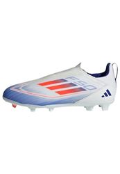 adidas F50 League Laceless Football Boots Firm Ground, Scarpe da Calcio per Terreni compatti Unisex-Adulto, Cloud White/Solar Red/Lucid Blue, 37 1/3 EU