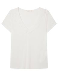 SPRINGFILED, Mujer, Camiseta Escote Pico Lace, Ivory, M