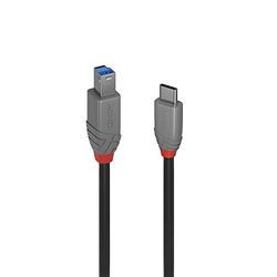 LINDY 36667 2 m USB 3.2 typ C till B-kabel, 5 Gbit/s, Antro-linje