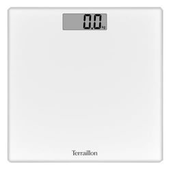 TERRAILLON - TSQUARE BLANC - Pèse personne électronique, Compact et ultra plat 26cm x 26cm, Plateau verre, Large écran LCD, Capacité 180Kg, Graduation 100g, Blanc