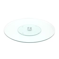 Saveur et degustation - Ka1741 - Plateau de Table Rond Tournant Verre et Metal Acier Inoxydable Transparent