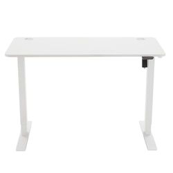 Amazon Basics - Escritorio eléctrico de altura ajustable, 120 x 60 cm, ergonómico, de fácil manejo, parte superior blanca y marco blanco
