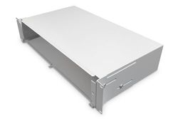 DIGITUS Fibre-optic splicing box, 2U, 483 mm (19"), empty without front plate, incl. M20/M25 connection, grey without front bezel