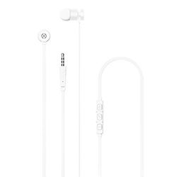 Celly Auriculares con Cable In Ear UP1000, Auriculares Cable Antienredos Jack 3.5mm con Micrófono, Botón de Respuesta de Llamadas y de Control de Volumen, Plata