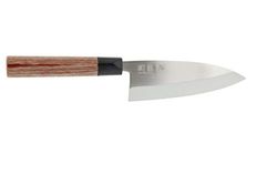 KAI Seki Magoroku Deba en bois de séquoia 15,5 cm - acier inoxydable au carbone 1K6 avec 57 (±1) HRC - lame polie brillante - manche en pakkawood de séquoia - fabriqué à la main au Japon