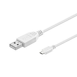 Manhattan USB-A to Micro-USB Cable, 1m, Male to Male, White, 480 Mbps (USB 2.0), Hi-Speed USB, Lifetime Warranty, Polybag
