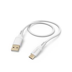 Hama Cavo di ricarica flessibile in silicone da USB A a USB-C, 1,5 m, bianco