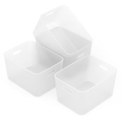 Cetomo 17L* 4 Opbergmand Opslag Containers Huishoudelijke Organisatoren met Handgrepen voor -Keuken, Kantoor, Slaapkamers, Badkamers