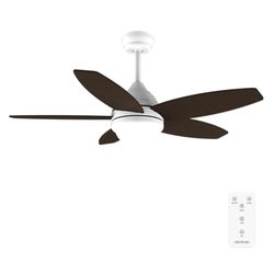 Cecotec - Ventilateur de Plafond avec Lumière EnergySilence Aero 4200 White&DarkWood - 53 W, Diamètre 106 cm, Lampe LED 3 Teintes, Minuterie, 3 Vitesses, 5 Pales, Mode Été/Hiver