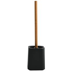 MSV Kamla Brosse WC avec récipient hygiénique Noir Mat Bambou