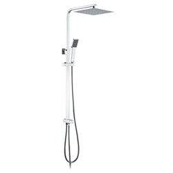 Ibergrif M20704 Shower Column Without Tap, Height Adjustable Shower Set, 25x25cm Stainless Steel Top Shower, 150cm Shower Hose, Chrome