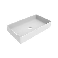 ERCOS Lavabo Rectangular de Cerámica sobre Encimera, Lavabo de Baño Color Blanco Mate, Sin Rebosadero, Dimensiones 606X356 mm