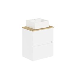 Baikal Conjunto de baño Natura. Mueble de Baño de Fondo Reducido, con Lavabo cerámico sobre Encimera. Mueble Suspendido. Mueble MONTADO. Dos Cajones sin Espejo 60 cm Fondo de 36cm