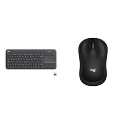 Logitech K400 Plus Tastiera Wireless Touch TV, Facili Controlli Multimediali e Touchpad Integrato & M220 SILENT Mouse Wireless, 2,4 GHz con Ricevitore USB, Tracciamento Ottico 1000 DPI