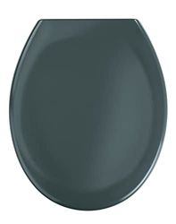 Wenko 19657100 Asse WC Premium Ottana, Chiusura Ammortizzata, Fissaggio Igienico in Acciaio Inox Fix-Clip, Antibatterico, Materiale Plastico, 45,2 x 37,6 cm, Grigio Scuro