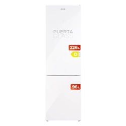 EVVO Frigorífico Combi No Frost, Capacidad Frigorífico 226 L Congelador 96 L, Motor Inverter, 60cm de Ancho, Clase energética D, Multi Air Flow, Luz Interior LED, Panel LED táctil, F55W Glass (Blanco)