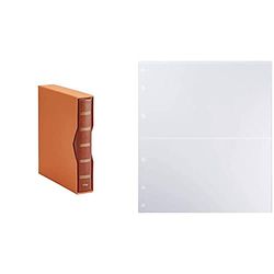 Pardo 134006 Album para colección billetes universales, color marrón + 134200 Pack 10 fundas billetes universales, 2 departamentos