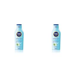 NIVEA SUN After Sun Moisturising Soothing Lotion (400 ml), Cooling Moisturiser with Aloe Vera, Naturally Soothing After Sun Care with 24-Hour Effectiveness (Pack of 2)