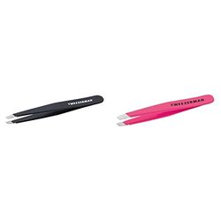 Tweezerman Midnight Sky Stainless Steel Slant Tweezer & Neon Pink Stainless Steel Mini Slant Tweezer