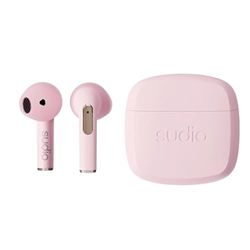 Sudio N2 Pudrowy róż - bezprzewodowe otwarte słuchawki Bluetooth, wielopunktowe, wbudowany mikrofon do połączeń, 30-godzinna żywotność baterii z etui ładującym, wodoodporne IPX4, USB-C, ładowanie bez