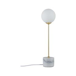Paulmann 79661 Candeeiro de mesa Neordic Moa máx. 1 x 10 W, candeeiro de mesa para candeeiros G9, candeeiro de mesa de cabeceira, branco/ouro mate 230 V cristal/mármore/metal, sem fonte de luz