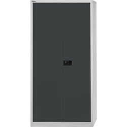 Bisley - Armadio a Due Ante Universale, 4 Ripiani zincati, 5 OH, Metallo, 525, Corpo Grigio Chiaro, Frontali Antracite, 40 x 91,4 x 195 cm