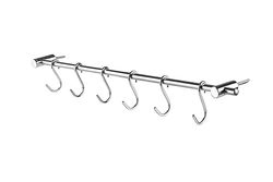 Barre support mural - Support de 40 cm avec 8 crochets, idéal pour organiser les outils et accessoires, fabriqué en métal robuste.
