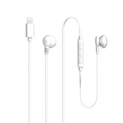 RYGHT L-Buds - Lightning bedrade hoofdtelefoon - 1 meter platte kabel, helder en evenwichtig stereogeluid, geïntegreerde microfoon - wit