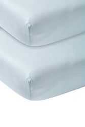 Lote de 2 lençóis ajustáveis Meyco Baby Uni para o berço (100 % algodão, ajuste graças ao cordão elástico ao redor, respirável, dimensões: 60 x 120 cm), azul claro