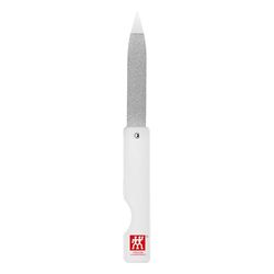 ZWILLING Klassiek Inox Opvouwbare Saffier Nagelvijl met Wit Handvat, 120 mm Lengte, Zilver