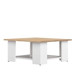 Symbiosis Square Mesa de centro cuadrada, blanco y roble natural 67x67x30,5 cm