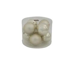 DUE ESSE CHRISTMAS SRL L.Glass LUC/OPAC beige ballen 8 cm 8 stuks, zoals afgebeeld, eenheidsmaat