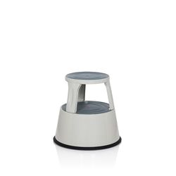 hjh OFFICE 830008 Taburete con Ruedas TIO-M II Metal Gris Claro, Altura 43 cm, soporta hasta 150 kg, Taburete rodante con 2 peldaños