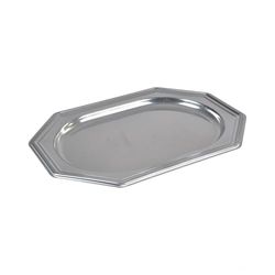 Homéa, Set van 2 achthoekige huisdierdienbladen, 34,5 x 24,5 cm, zilverkleurig