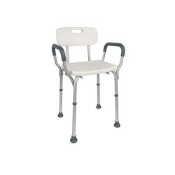 Mobiclinic, Tabouret de Douche, Siège, Léger, Puerto, Aide à la Toilette, Réglable en Hauteur, Máx. 100 Kg, Dossier et Accoudoirs, Blanc