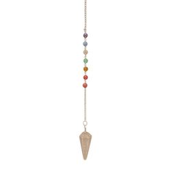 VIE Naturals Pendulum with 7 Chakra Beaded Chain, Selenite