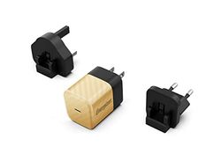 Energizer - Snellader USB-C 20 W - zonder kabel - 3 stopcontacten inbegrepen (EU/US/UK) - goudkleurig