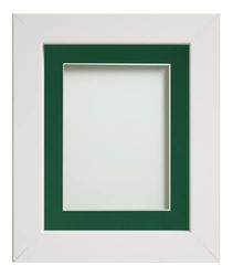 Frame Company Watson White Picture Photo Frame fitted with Perspex, 14x11 inch with Bottle Green Mount for image size 12x8 inch