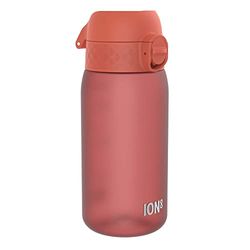 ION8 Kinder Waterfles, 350 ml/12 oz, Lekvrij, Makkelijk te Openen, Veilige Vergrendeling, Vaatwasserbestendig, BPA-vrij, Draaghendel, Makkelijk Schoon te Maken, Geurvrij, Koolstofneutraal, Donkerrood