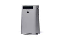 SHARP UA-HG60E-L luftrenare med luftfuktare för rum upp till 50 kvm, 3-stegs filtersystem (förfilter, luktfilter, HEPA-filter), grå