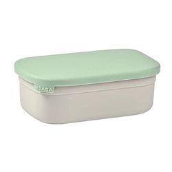 Béaba, Children's Lunch Box with Compartments, Leak-Proof and BPA Free, Stainless Steel Bento Box Children, Silicone Case, Extremely Robust, Ideal for Nursery and School, 760 ml, Grey/Sage Green