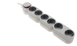 Stopcontactdoos 6-voudig -1,5 m - H05VV-F 3G1.5 - zilverwit - Zenitech