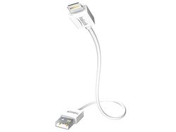 Inakustik 440201 USB till blixt mobiltelefonkabel vit 1 M - bärbara telefonkablar