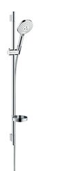 hansgrohe Raindance Select S Set doccia 120 3 getti con asta doccia 90 cm e portasapone, bianco/cromo, 26631400